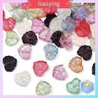 LIAOYING 100pcs กระจกสำหรับผู้หญิง ลูกปัดรูปใบไม้ สีสันสดใส สีแบบสุ่ม โปร่งใสโปร่งใส กำไลข้อมือสร้อยข้อมือ 100ชิ้นค่ะ การทำเครื่องประดับ ต่างหูรูปดอกไม้