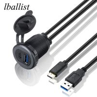 lballist Flush Mount Panel USB 3.0 2.0 Male to Female Type C Male to Female Extension Cable Shielded With Indicator Light