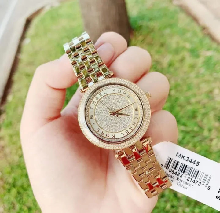 darci pave gold tone watch