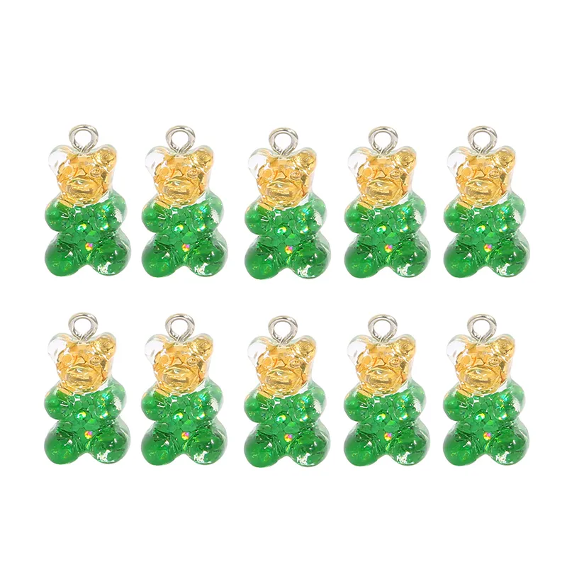 10pcs Fashion Cute Resin Gummy Bear Pendant Charms for Woman Girls