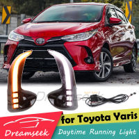 2สี LED DRL ไฟวิ่งกลางวันสำหรับ Toyota Yaris/vios XP150 Facelift รุ่น2020 2021 2022 2023แบบไดนามิก Sequential Turning