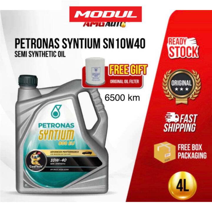 Petronas Syntium Semi Synthetic Sn10w40 Engine Oil 4l With Proton Oil 