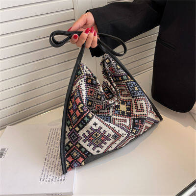 Fashion Handbag Leisure Travel Shopping Bag Shopping Bag Retro Leisure Ethnic Style Large Capacity Shoulder Bag