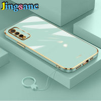 Jingsanc เคสสำหรับ VIVO Y20/Y20i/Y20S/Y12S/Y20s G/Y20s D/Y20 2021/Y20i 2021/Y12s 2021/Y12A ป้องกันเลนส์กล้องเต็มแบบบางขนมหรูหรากันกระแทกขอบเรียบตรงนุ่ม TPU สองชั้นเคสกันชนโลหะชุบด้านข้างพร้อมฝาครอบฝาหลัง