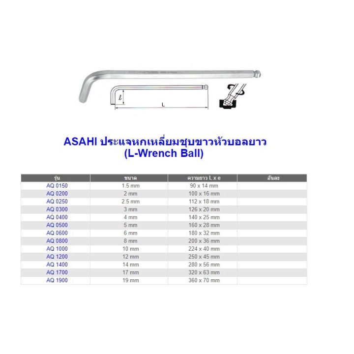 โปรโมชั่น-คุ้มค่า-asahi-ประแจแอล-หกเหลี่ยม-หัวบอล-1-5mm-2mm-2-5mm-3mm-4mm-5mm-6mm-ชุบขาวยาว-อาซาฮี-ราคาสุดคุ้ม-ประแจ-หก-เหลี่ยม-ประแจ-6-เหลี่ยม-ประแจ-หก-เหลี่ยม-หัว-บอล-กุญแจ-หก-เหลี่ยม