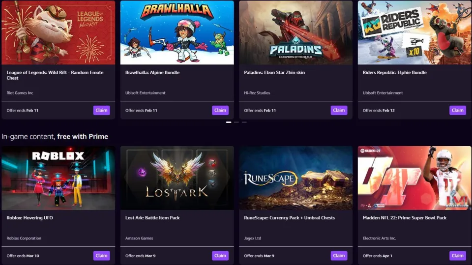 Prime Account, Valorant, FIFA 23 Ultimate Loot, Apex Legends, Apex Legends, Prime Gaming Loot Twitch Prime