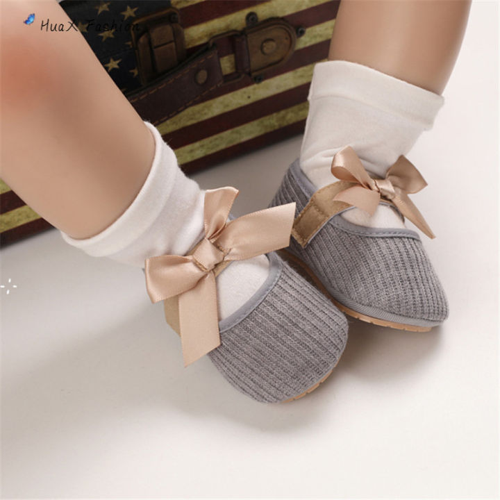 huax-รองเท้าผ้าใบเด็กทารกรองเท้ารองเท้าเด็กอ่อนผ้าฝ้าย-bowknot-รองเท้าเจ้าหญิงวัยเตาะแตะสำหรับ3-12เดือน