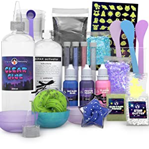 Original Stationery Galaxy Slime Kit with Glow in The Dark Stars & Slime Powder 