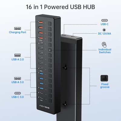 Acasis Type-C USB 3.0/2.0ฮับความเร็วสูงตัวแยก USB อะแดปเตอร์แปลง11/16หลายพอร์ตสำหรับแป้นพิมพ์เมาส์สำหรับเครื่องพีซีฟีโอน่า