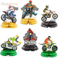 6Pcs Dirt Bike Honeycomb Ball Boy Favor Mix Motorcycle Table Topper Checkered Racing Theme Party Birthday Parties Decor for Kids