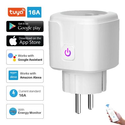 FROGBRO WiFi Smart Socket EU 16A Power Monitor Timing Function Smart Plug Tuya APP Control Works With Alexa Google Assistant Ratchets Sockets