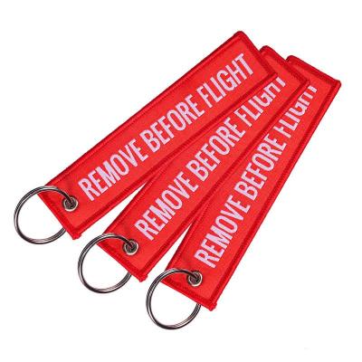 YUNZE [Ready Stock]Remove Before Flight  Keychain Keyring Polyester Embroidery Message 13*3CM