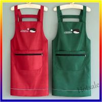 【hot sale】❇▩♟ D13 Fashion Waterproof Apron With Zipper Pocket Waterproof Fabric Cooking Apron Front Pocket With Zip With Hand Towel