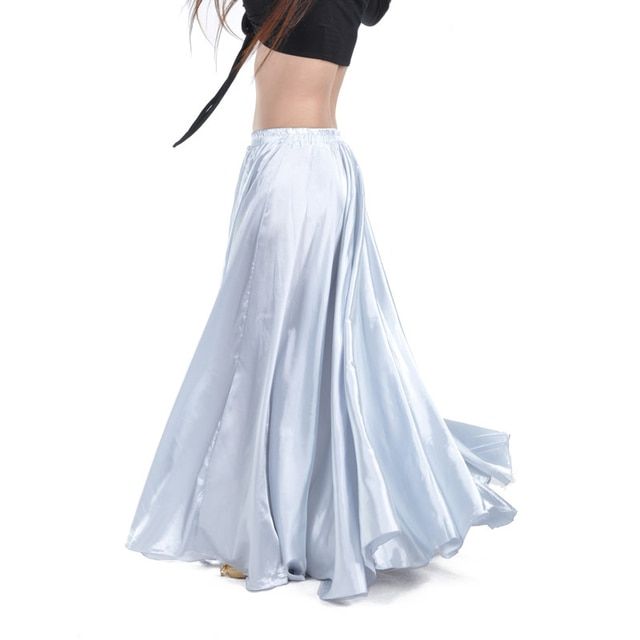 Woman 540d 720 Degree Satin Skirt Belly Dance Skirt Women Gypsy Long Skirts Dancer Practice Wear 