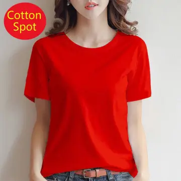 Red tops for jeans sales