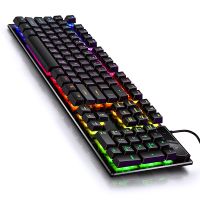 【Xiaohongs keyboard film 】  V4 104 Keys Gaming Mechanical Keyboard เกม Led Backlit Usb Keyboard Gamer ในตัวแผ่นเหล็กเหมาะกับการทำงานคีย์บอร์ดลวด