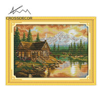 Crossdecor Cross Stitch ชุดด้วยวัสดุ Landscape พิมพ์11CT 14CT ประทับตราผ้าปักปักชุด Diy Dmc Craft Handmade Home ตกแต่งสำหรับ Sala Wall - Sunset