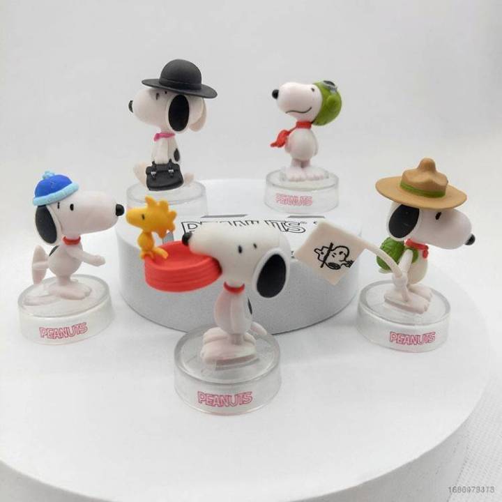 cool-ใหม่-โมเดลตุ๊กตาฟิกเกอร์-snoopy-beagle-dog-น่ารัก-สีขาว-ของเล่น-ของสะสม-ตกแต่งรถยนต์-สําหรับเด็ก-5-ชิ้น