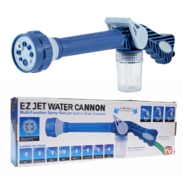 ez-jet-water-cannon-ปืนฉีดน้ำ-หัวฉีดน้ำอเนกประสงค์-สีฟ้า-ปรับระดับ-8-แรงดัน-รุ่น-ez-01-ล้างรถ-งานบ้าน-งานสวน-หัวสเปรย์-ปรับแรงดัน-พร้อมกระบอกแชมพู