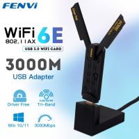 FENVI WiFi 6E AX3000 USB 3.0 WiFi Adapter 3000Mbps Tri-Band 2.4G/5G/6GHz Wireless Network Card WiFi6 Dongle Driver Free Win10/11  USB Network Adapters