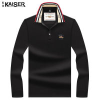 Caesars Mens 2021 Fall Spot Slit Solid Color Long Sleeve Embroidery Fitted Fashion Business Mens Polo Shirt футболки-поло