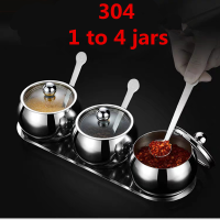 2021304 Stainless Steel Visual glass lid Seasoning Box Salt and Pepper Jars for Spices Box Bottle Cooking tools salt and pepper set