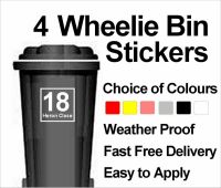 【LZ】◇  4 x Wheelie Bin Customized Vinyl Decals Stickers House Name or Number   Road Name