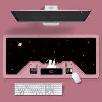 Space Astronauts Rabbit Mouse Pad Cute Cartoon Computer Keyboard Pad Non-slip Rubber Base Office Desktop Table Mat for Women