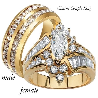 Fashion Couple Rings Women Marquise Cut Crystal CZ Ring Men 39;s Two Rows CZ Stone Stainless Steel Ring Fashion Jewelry For Lovers