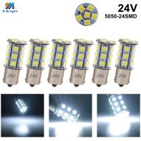 6ชิ้น5050ไฟฟ้ากระแสตรงสีขาว24หลอดไฟ Led SMD 1156 BA15S P21W รถบรรทุกรถบรรทุก SUV สำรองท้ายไฟเบรกรถ Led