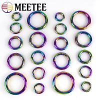 ﹉ 10/20Pcs 10-50mm Rainbow O Ring Metal Buckles Oval Spring Rings Carabiner Snap Clip Clasp Keyring Hook Accessories for Handbags