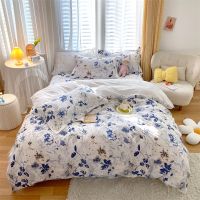 13372【Pure Cotton】Colorful Flower Pattern Fitted Bedsheet Set And Flat Bedsheet fitted sheet The suite suits