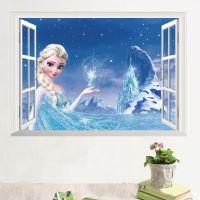 Cartoon DIY Frozen Princess Elsa Anna Wall Stickers Girl Children Room Background Decoration Removable Kids Bedroom Poster Decal