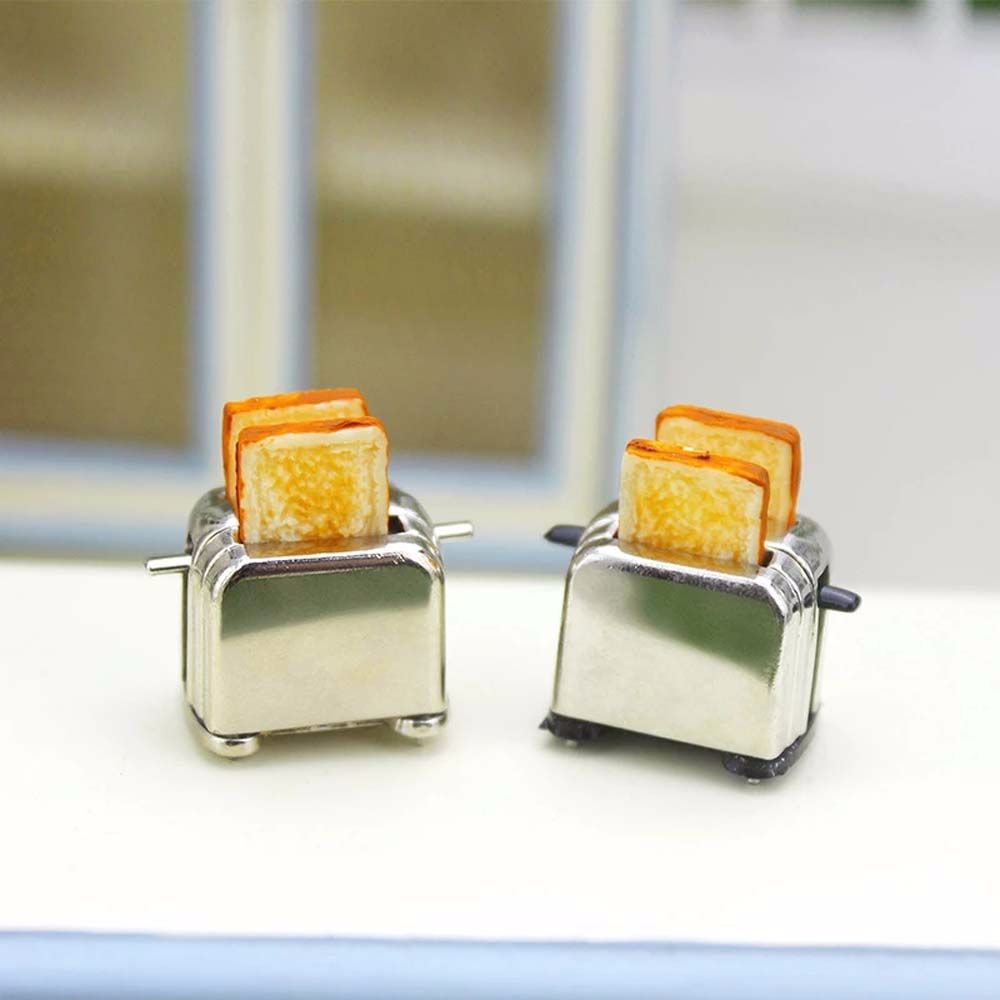 Dining Silver Toaster with Toast Kitchen Dolls House Miniature 