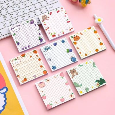 ☁▨✉ 50 Sheets/set Korean Kawaii Stationery Fruit Grid Sticky Notes Memo Pad Diary Scrapbook Decorative Cute Animal N Times Sticky