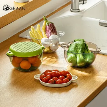 Double-layer Drain Basket Vegetable Washing Basin Food Strainer