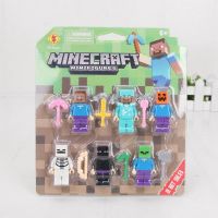 6ชิ้นเซ็ต Minecraft Building Blocks MiniFigures JJ Steve Zombie Skeleton Enderman Action Figure ของเล่น