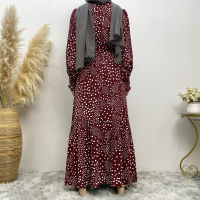 Eid ผู้หญิงมุสลิม abaya ชุด Polka Dot PARTY ชุดยาวรอมฎอนดูไบตุรกีอิสลามโมร็อกโก Kaftan Robe Longue vestidos la. rgoss