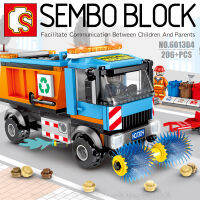 บล็อกตัวต่อรถทำความสะอาด พร้อมมินิฟิกเกอร์ 2 ตัว SEMBO BLOCK 601304 จำนวน 206 ชิ้น