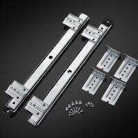 1 Pair Computer Desk Drawer Orbit Keyboard Bracket Slide Rail Hoisting Crane Rail Bracket Guide Rail Black/ Silver Color L35cm