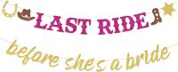 Sursursurprise Western Bachelorette Party Decorations, Last Ride Before She S A Bride Banner Glitter, Western Cowgirl West Wild Bridal Shower,หมั้น,งานแต่งงาน