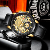 Fashion Men Watch GoldWatches Business Watch Waterproof  Quartz Clock Luxury Steel Strap Military Leather