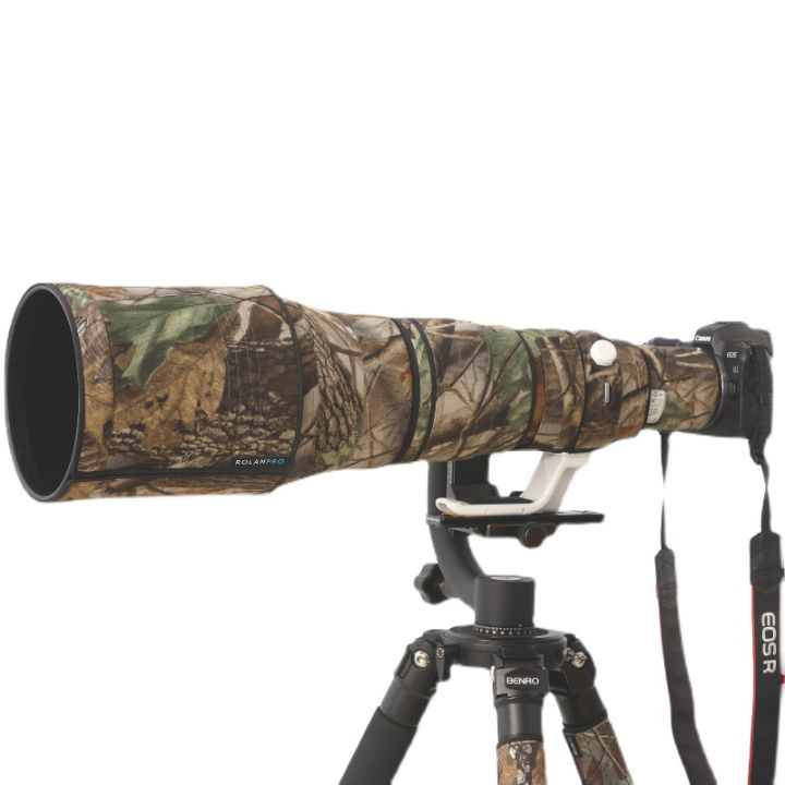 rolanpro-กันน้ำอุปกรณ์ป้องกันเลนส์สำหรับ-canon-rf-600mm-f-4-l-is-usm-camouflage-ที่บังฝนเลนส์แขนปืนไนล่อนสำหรับ-canon-rf