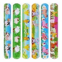 Cartoon Cow Pig Chick Rabbit Sheep Horse Print Slap Bracelets Farm Theme Party Farm Animals Adult Kid Birthday Party Supplies