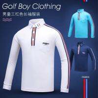 1pc Golf long sleeved clothes for boy T-shirt Childrens Boys Breathable Moisture Absorption High Elastic Clothing nave white