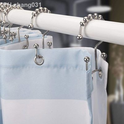 12pcs Stainless Steel Roller Double Hooks Sliding Rust-Resistant Bath Rollerball Glide Rings for Bathroom Shower Rods Curtains