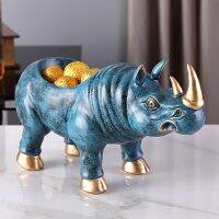 1Pcs Resin Retro Rhino Figurines Decoration Prosperous Home Living Room Decoration Shop Decoration Craft Gift