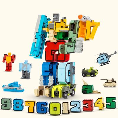Transformation Robot Assembling Building Blocks Number Deformation Robot Educational Action Figure Toys for Children Gifts Anime