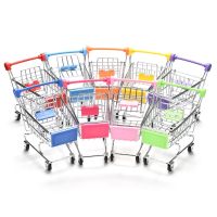 Supermarket Hand Trolleys Pretend Shopping Cart Kids Room Desktop Storage Basket