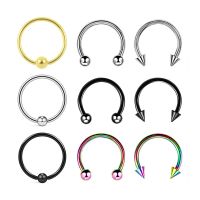 2&amp;5Pcs/Pack 16G 20G Surgical Steel Helix Horseshoe Septum Nose Ring &amp; Captive Bead Hoop Cartilage Stud Earrings Tragus Piercing Electrical Connectors